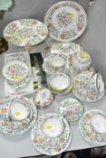 MINTON 'HADDON HALL' TABLE WARES ETC, comprising six cups and saucers, six side plates, two open