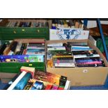 BOOKS, seven boxes containing approximately 180-200 titles, mostly contemporary fiction in
