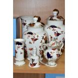 SIX PIECES OF COALPORT HONG KONG CERAMIC WARES, comprising two covered vases heights approximately