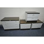 A STAG NOCTURNE BEDROOM SUITE comprising a chest of three long drawers, width 82cm x depth 45cm x