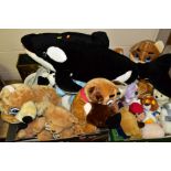 THREE BOXES AND LOOSE SOFT TOYS, PICTURES AND SUNDRY ITEMS, to include approximately twenty seven
