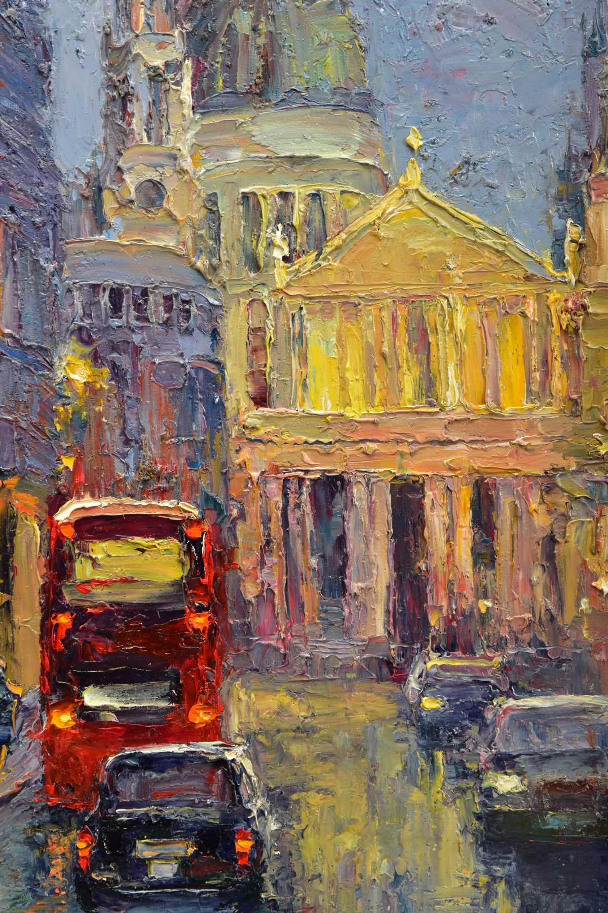 LANA OKIRO (UKRAINE CONTEMPORARY), 'St PAULS CATHEDRAL AT NIGHT', a London cityscape, signed - Image 3 of 6