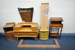 AN G PLAN BRANDON OAK DRESSING TABLE, a telephone table, oak bedside cabinet, beech cd cabinet,