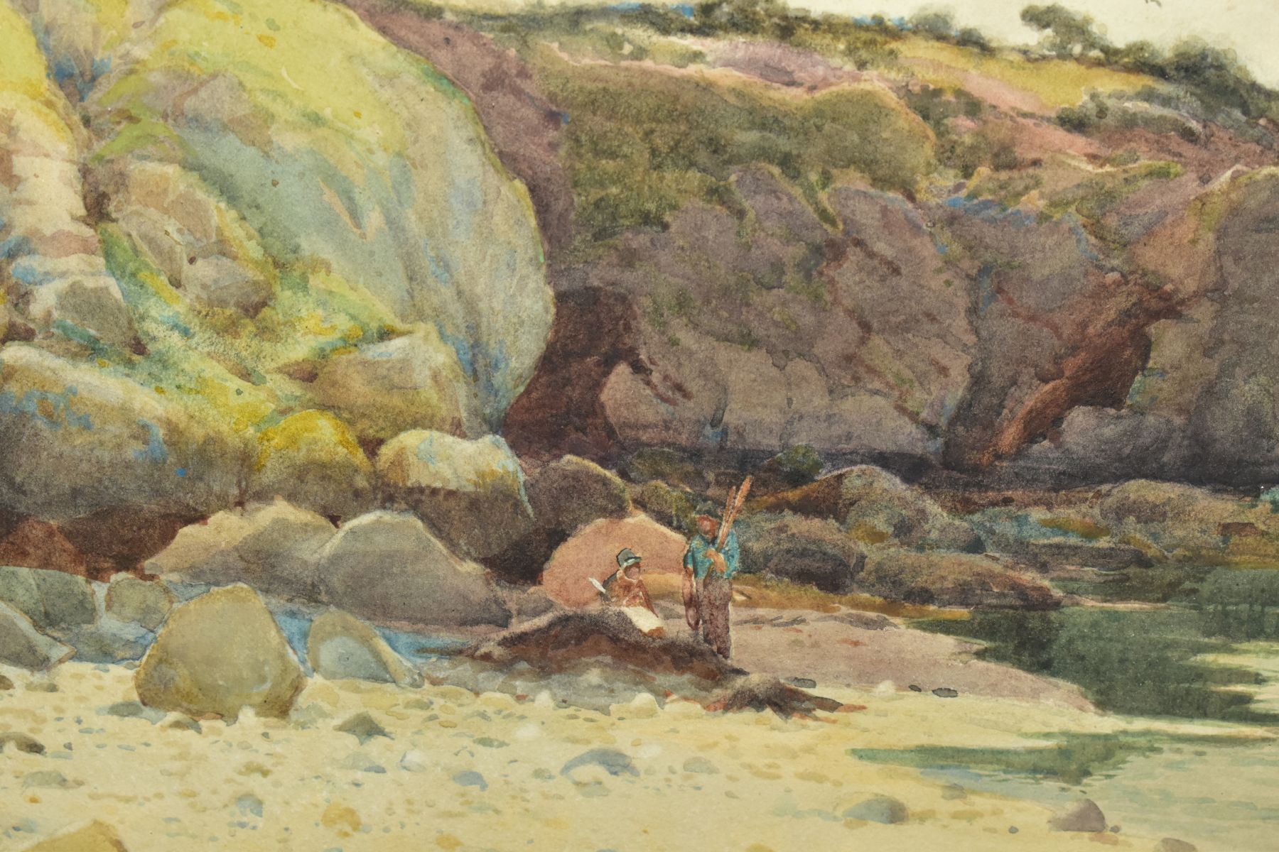 CRESWICK BOYDELL (1861-1919), 'SANDY BAY', a coastal landscape with figures, signed bottom right, - Image 3 of 5