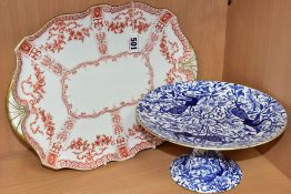TWO PIECES OF LATE 19TH / EARLY 20TH CENTURY ROYAL CROWN DERBY, comprising a shaped rectangular tray