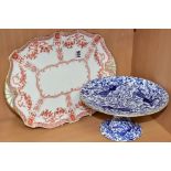 TWO PIECES OF LATE 19TH / EARLY 20TH CENTURY ROYAL CROWN DERBY, comprising a shaped rectangular tray