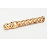 AN EARLY TO MID 20TH CENTURY 18CT GOLD RETRACTABLE PENCIL, of twist design with banded slider,