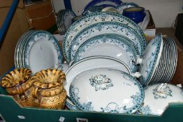 TWO BOXES OF CERAMIC DINNERWARES ETC, to include a forty five piece Burgess and Leigh Burleigh