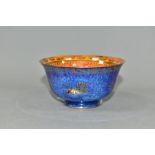 A WEDGWOOD LUSTRE BOWL IN PATTERN NUMBER Z5294 HUMMINGBIRDS, mottled orange lustre interior and