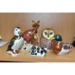 FIVE ROYAL CROWN DERBY SECONDS PAPERWEIGHTS, comprising Kangaroo from Australian Collection, Puffin,