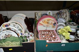 THREE BOXES OF CERAMIC DINNERWARES, COLLECTORS PLATES AND OTHER ITEMS, to include a twenty two piece