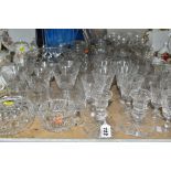 A QUANTITY OF CUT GLASS AND CRYSTAL ITEMS, to include a boxed set of crystal champagne flutes, a