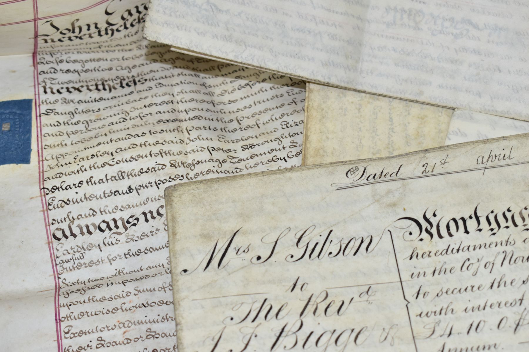 INDENTURES, a collection of approximately sixty-three legal documents dating from 1723 - 1879 and - Image 2 of 4