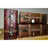 THREE MODERN SUITCASE STYLE STORAGE CASES BY LESSER & PAVEY LTD, comprising three vintage style