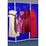 SEVEN SIZE TEN EVENING/PROM/BRIDESMAID DRESSES, comprising a red Veronia Bridesmaid two piece dress,