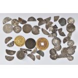TWO SMALL PACKETS OF EARLY AND LATER HAMMERED COINAGE, with some whole coins, lots of them clipped