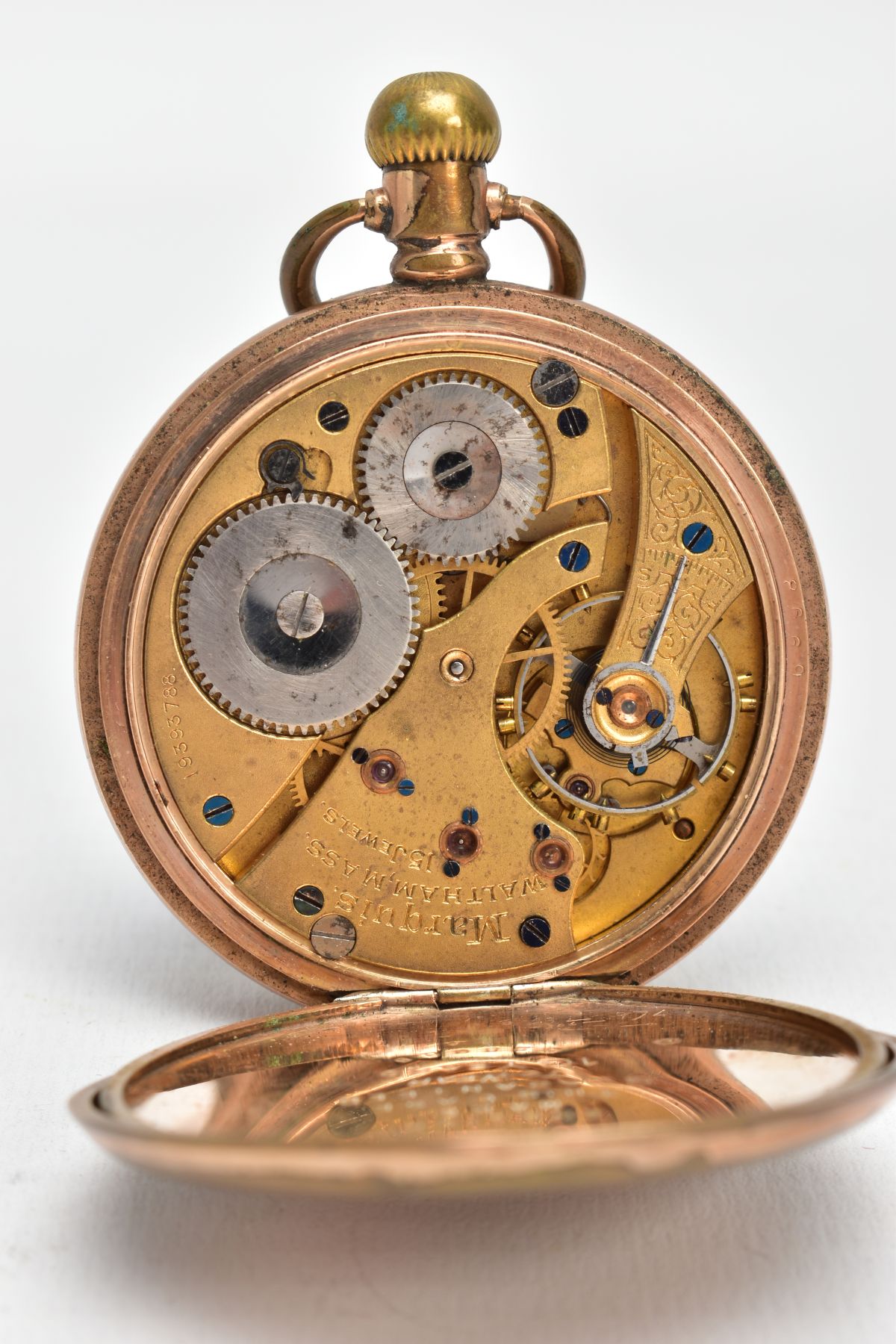 A WALTHAM POCKET WATCH, gold-plated pocket watch with a round white dial signed 'Waltham', black - Bild 5 aus 5