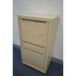 A WINSOR TIBRO OAK HOME OFFICE UNIT, with cut-away drawer pulls and soft close, fall front door