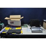 A BOX CONTAINING THREE CASED SOCKET SETS and an Epson EMP-S3 Projector with remote (PAT pass and