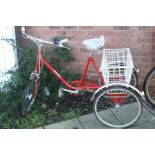 A PASHLEY PICADOR TRICYCLE wire framed rear basket, 17in frame, three Sturmey Archer gears