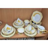 A SHELLEY BONE CHINA REGENT SHAPE PART TEA AND FRUIT SET IN PATTERN NO.12248 PATCHES AND SHADES IN