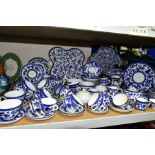 A NINETY FOUR PIECE COALPORT BELFORT PATTERN BLUE AND WHITE DINNER SERVICE, comprising two large