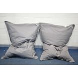 TWO LARGE MADE.COM GREY UPHOLSTERED BEAN BAGS (condition:-some stain and in need of cleaning)