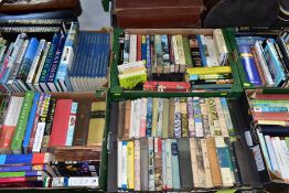 BOOKS, six boxes containing approximately 195 - 200 titles to include geography (Wainwright,