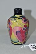 A SMALL MOORCROFT POTTERY VASE, Bleeding Heart pattern, impressed and painted backstamp dated