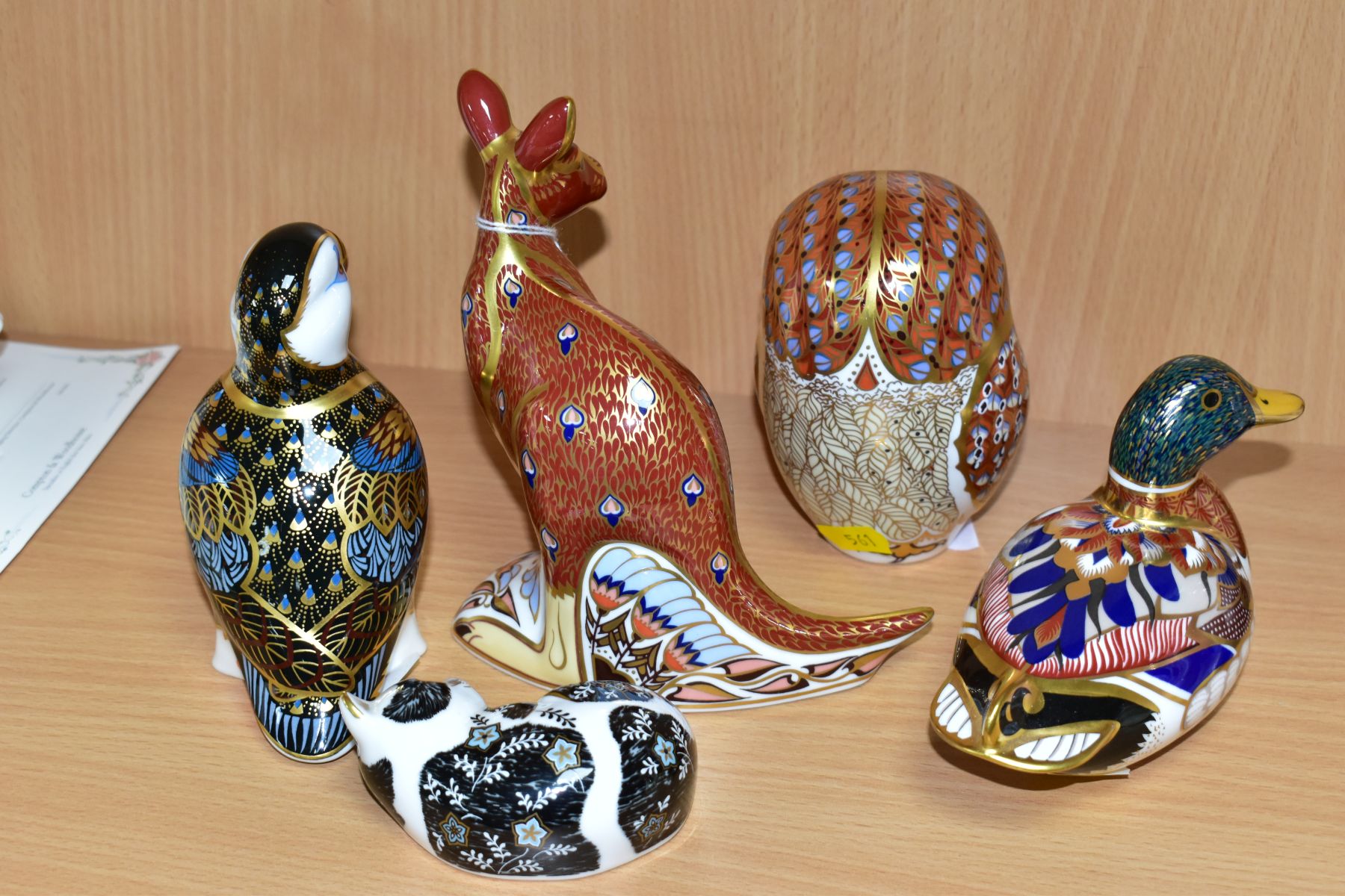 FIVE ROYAL CROWN DERBY SECONDS PAPERWEIGHTS, comprising Kangaroo from Australian Collection, Puffin, - Image 9 of 9