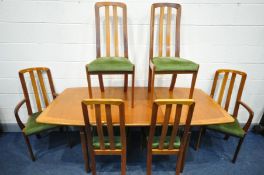 A MID-CENTURY MEREDEW TEAK EXTENDING DINING TABLE, extended length 184cm x closed length 133cm x