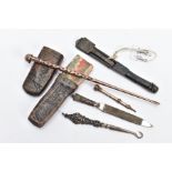AN ASSORTMENT OF ITEMS, to include a small ladle shaped spoon believed to be an opium spoon,