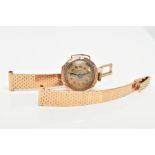 A 9CT GOLD LADY'S WATCH HEAD AND A WATCH STRAP, a lady's watch head hallmarked 9ct gold Glasgow