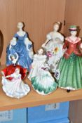 SEVEN ROYAL DOULTON FIGURINES, comprising Holly HN3647, Marilyn HN3002 (tiny hairline/