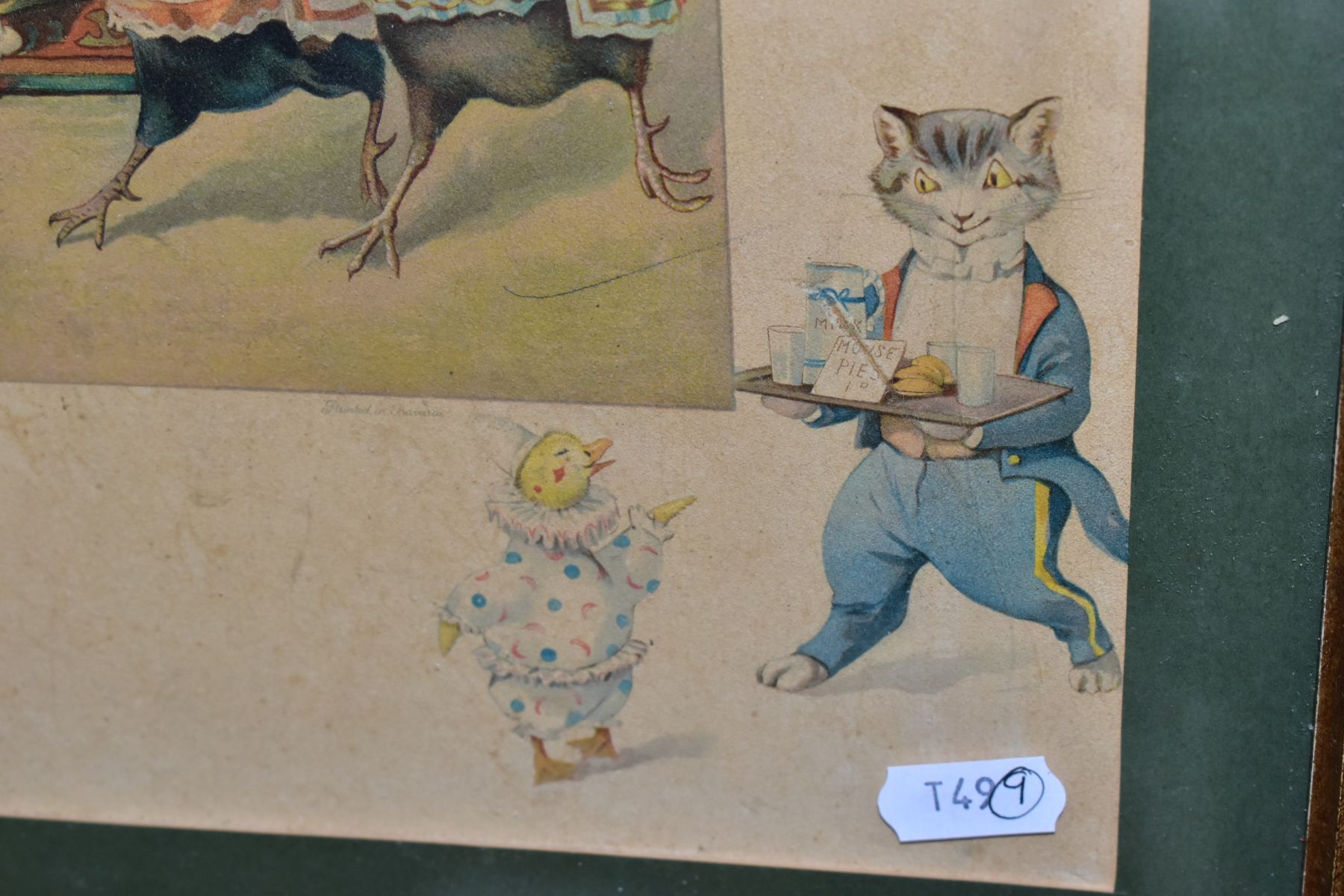 TWO EARLY 20TH CENTURY PRINTS OF ANTHROPOMORPHIC ANIMALS, comprising a small coloured print of two - Image 7 of 11