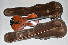 AN EARLY 20TH CENTURY 'THE MAIDSTONE' VIOLIN, two piece back, in need of restoration, bears paper