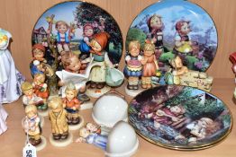 A COLLECTION OF HUMMEL CERAMIC FIGURES AND COLLECTORS PLATES, ETC, including figures titled '