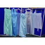 SEVEN SIZE SIXTEEN EVENING/PROM/BRIDESMAID DRESSES , comprising a pale blue Alfred Angelo dress,