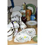 A GROUP OF CERAMICS, to include six Royal Worcester Mountbatten teacups and saucers (one cup