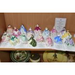 SEVENTEEN COALPORT MINIATURE CRINOLINE FIGURES FROM FAIREST FLOWERS COLLECTION, issued in an edition
