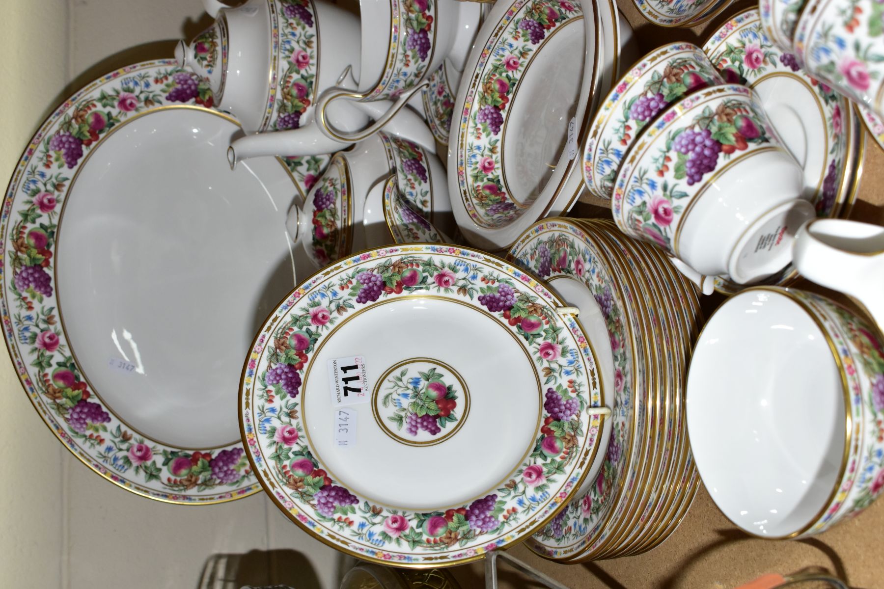 A FIFTY SIX PIECE SPODE PROVENCE DINNER SERVICE, with fruit and floral pattern comprising a meat - Image 5 of 8