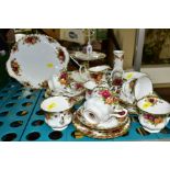 A ROYAL ALBERT OLD COUNTRY ROSES TEASET, ETC, comprising a two tier cake stand, a cake/sandwich