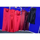 SIX SIZE SIXTEEN EVENING/PROM/BRIDESMAID DRESSES , comprising lipstick red and grape Alfred Angelo