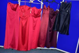 SIX SIZE SIXTEEN EVENING/PROM/BRIDESMAID DRESSES , comprising lipstick red and grape Alfred Angelo
