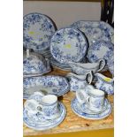 A FIFTY PIECE SPODE LAURA ASHLEY CLIFTON DINNER SERVICE, with blue and white floral printed