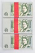 BANK OF ENGLAND PAGE £1 BANKNOTES X 300 IN THREE PACKS OF 100 NOTES STILL RETAINING THE SECURE RED