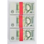 BANK OF ENGLAND PAGE £1 BANKNOTES X 300 IN THREE PACKS OF 100 NOTES STILL RETAINING THE SECURE RED