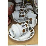 A 1960S/1970S SHERIDEN CHINA FOURTEEN PIECE PART TEASET, WITH TWO SETS OF DRINKING GLASSES, Sheriden