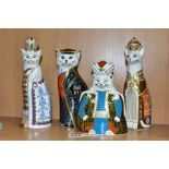 FOUR ROYAL CROWN DERBY 'ROYAL CATS' PAPERWEIGHTS, comprising 'Persian', a second but with gold