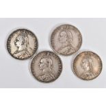 A GROUP OF VICTORIAN COINAGE, to include a nice grade 1887 Florin and three 1887 silver half-crown